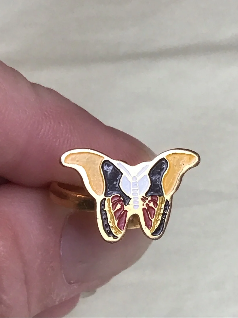 Set of 3 Fun Vtg Gold-toned and Enamel Rings, Adjustable